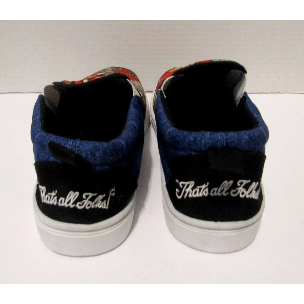 Looney Tunes Merrie Melodies That's All Folks! AOP Slip-On Sneakers Unisex Sz 10